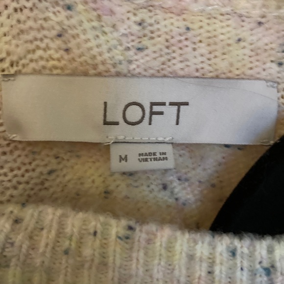 LOFT Oatmeal Speckled Flecked Mock Neck Sweater M - Picture 3 of 4